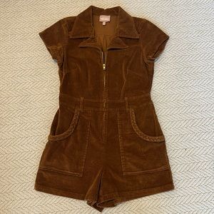 Show Me Your MuMu, Brown Cord, zip-front romper